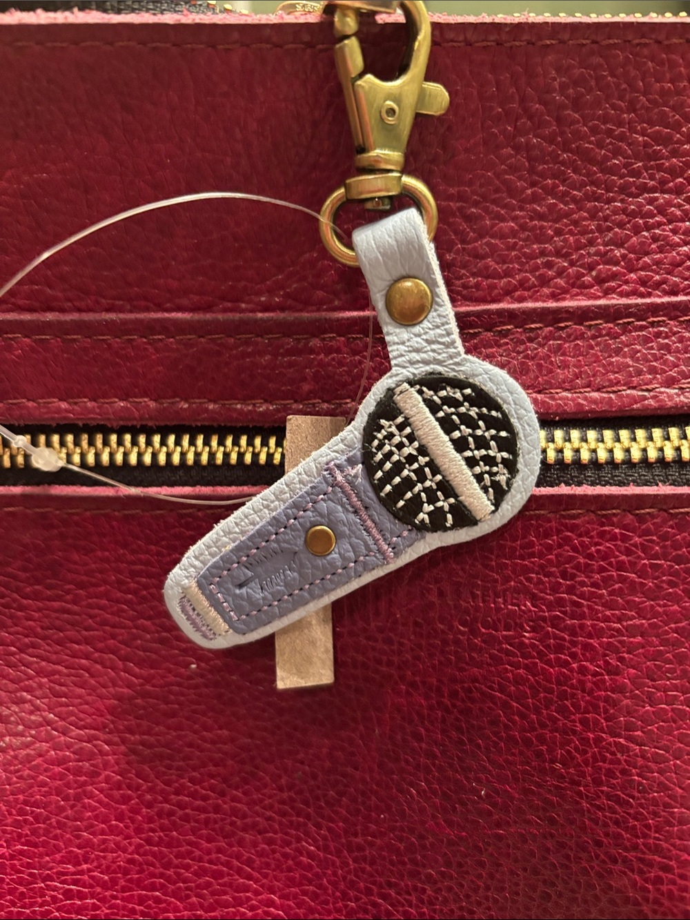 Portland Leather Sky Blue Microphone Bag Charm - NEW